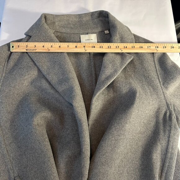 Vince Classic Wool Blend Open Front Coat in heather gray women's Large - Picture 4 of 10